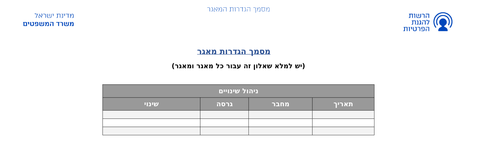 מסמך הגדרות מאגר לדוגמא
